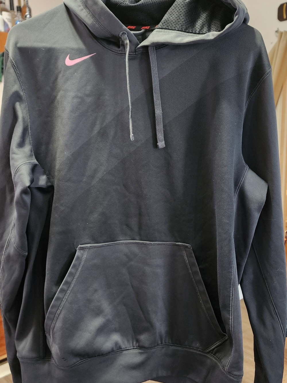 Nike Black Hoodie with Pink Swoosh Logo Sz Small